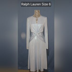 Ralph Lauren Shimmering Silver Long Sleeve Dress